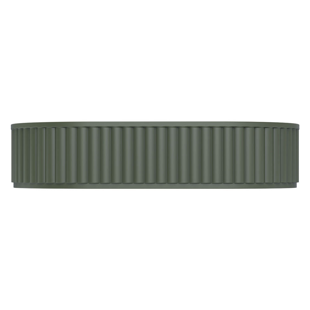 Fienza Minka Fluted Pill Shaped Solid Surface Basin Forest 550 x 340 x 120mm, Matte White