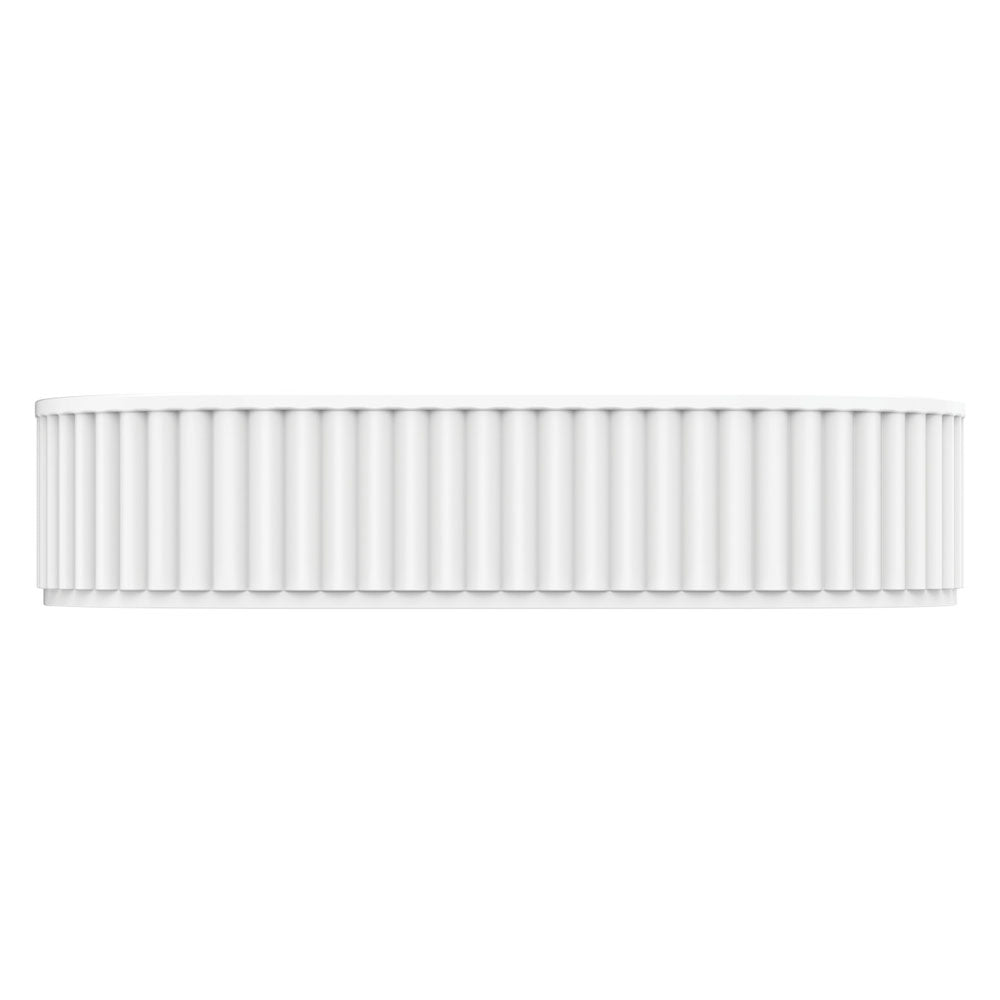 Fienza Minka Fluted Pill Shaped Solid Surface Basin 550 x 340 x 120mm, Matte White