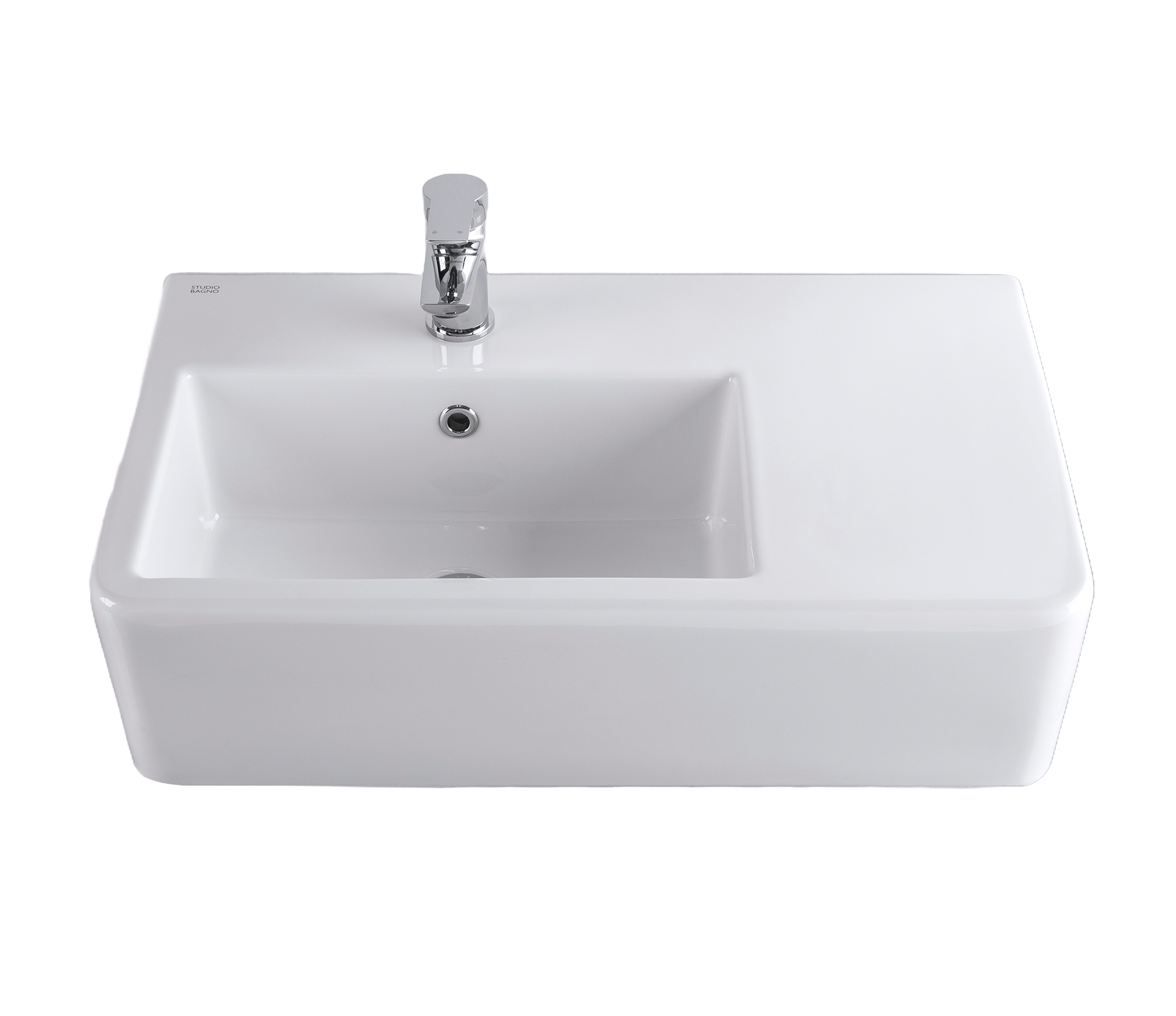 Studio Bagno Edge Bench/Wall Basin Left 1TH, Gloss White