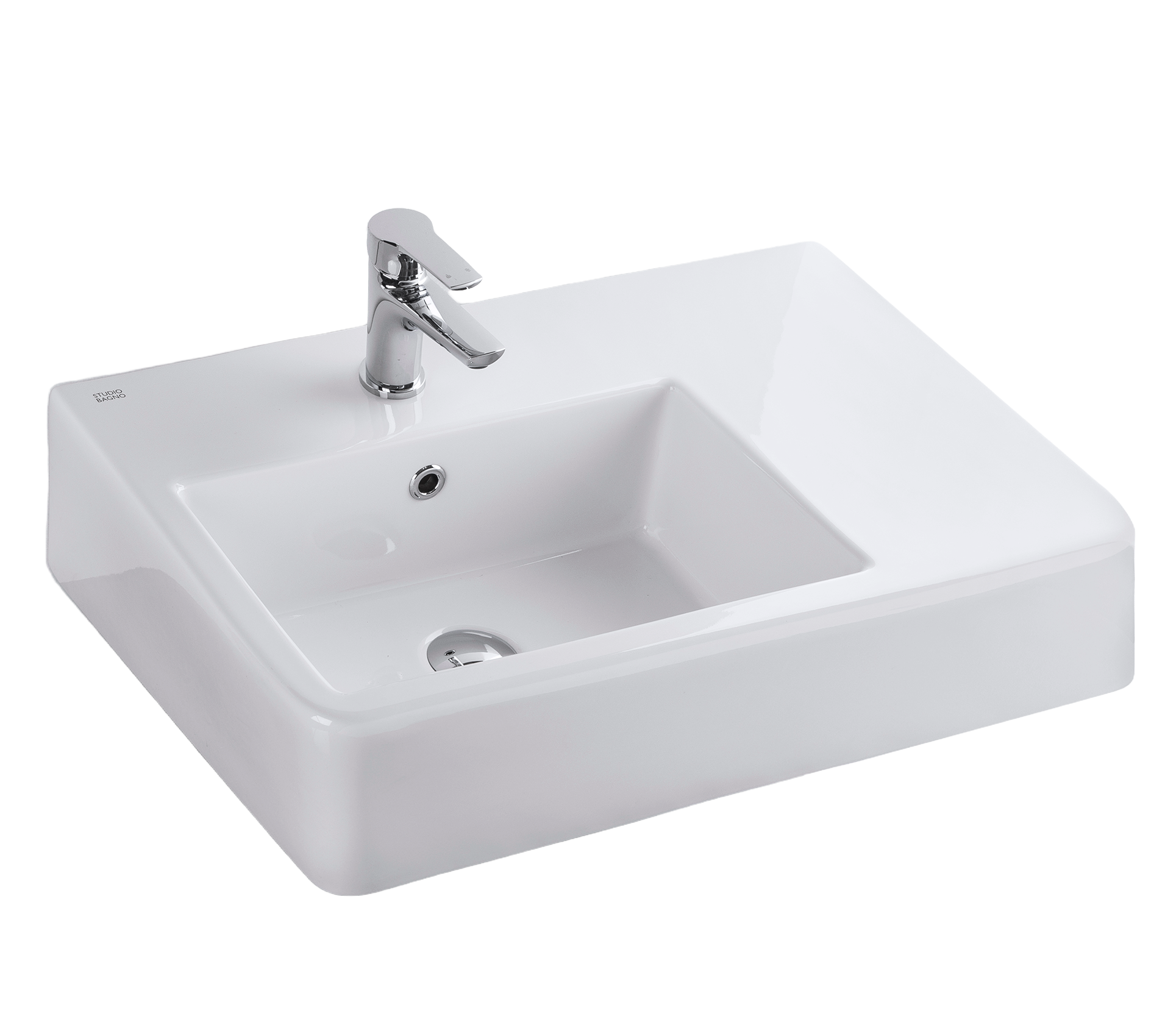 Studio Bagno Edge Bench/Wall Basin Left 1TH, Gloss White