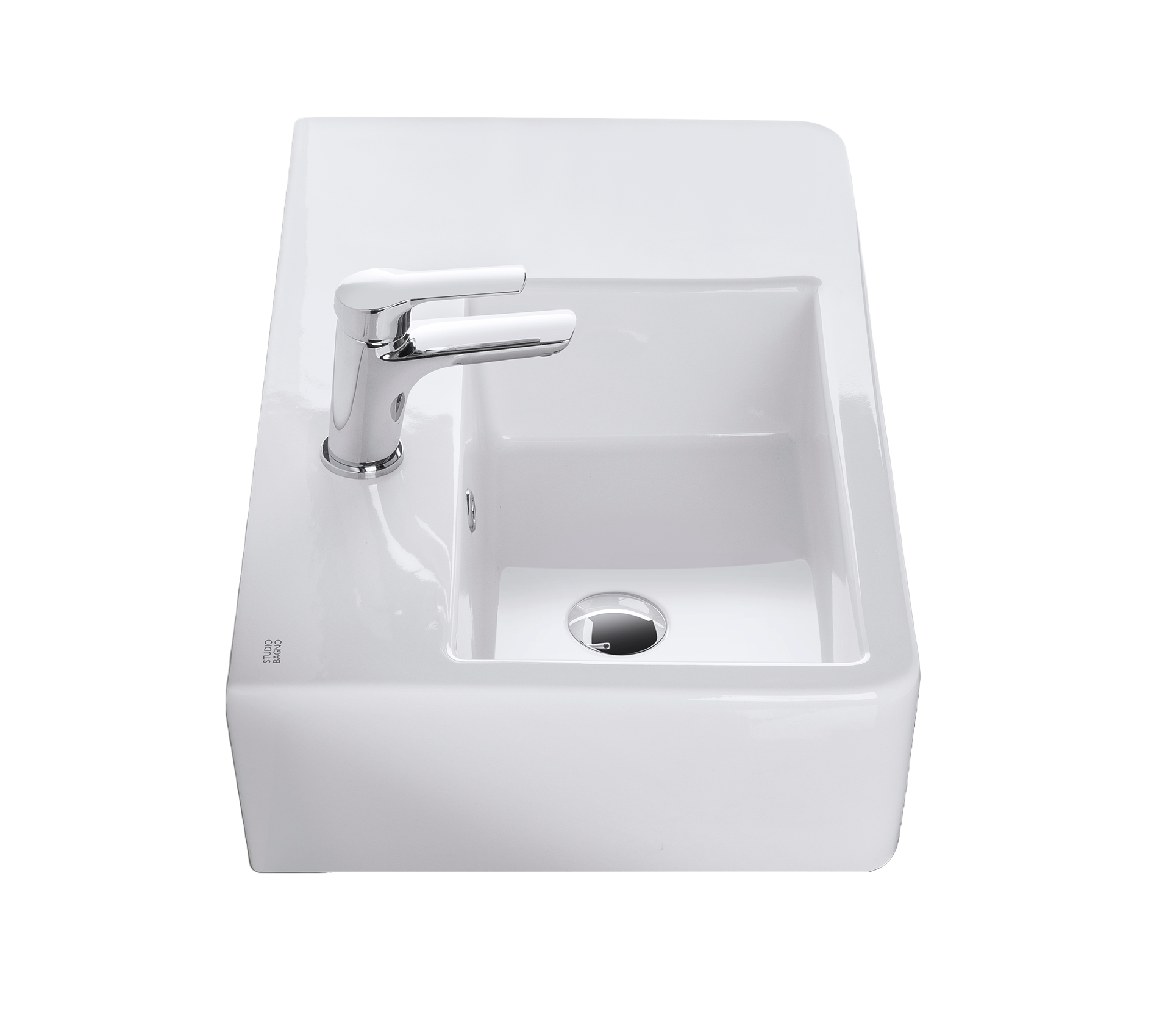 Studio Bagno Edge Bench/Wall Basin Left 1TH, Gloss White