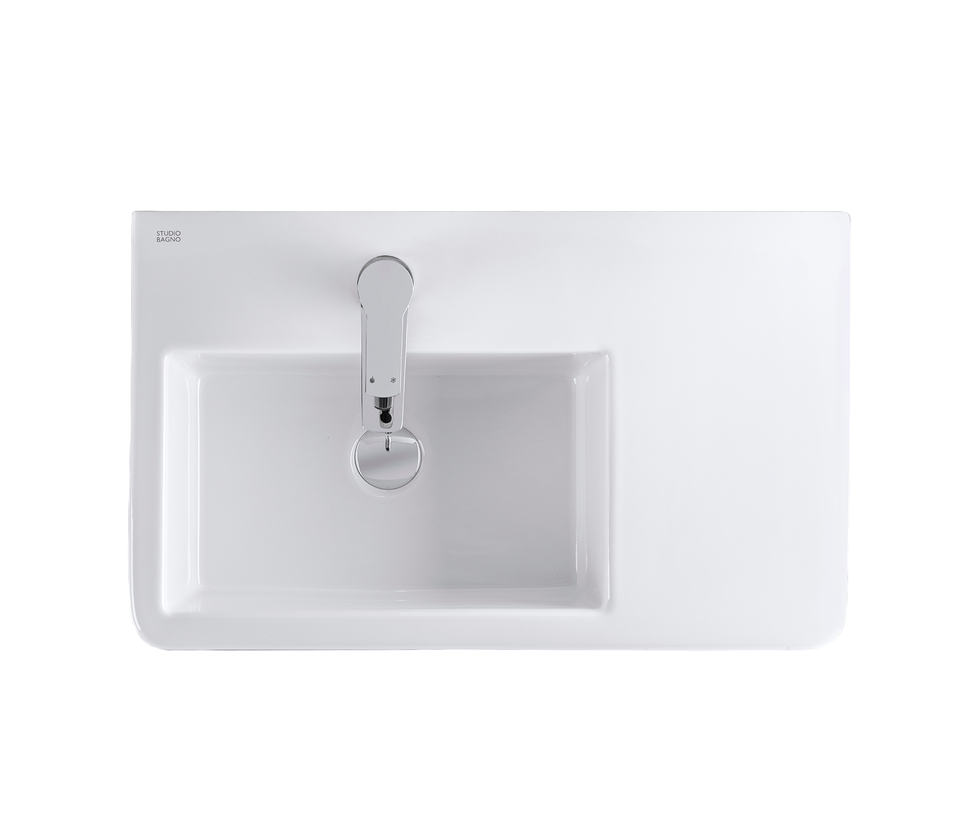 Studio Bagno Edge Bench/Wall Basin Left 1TH, Gloss White