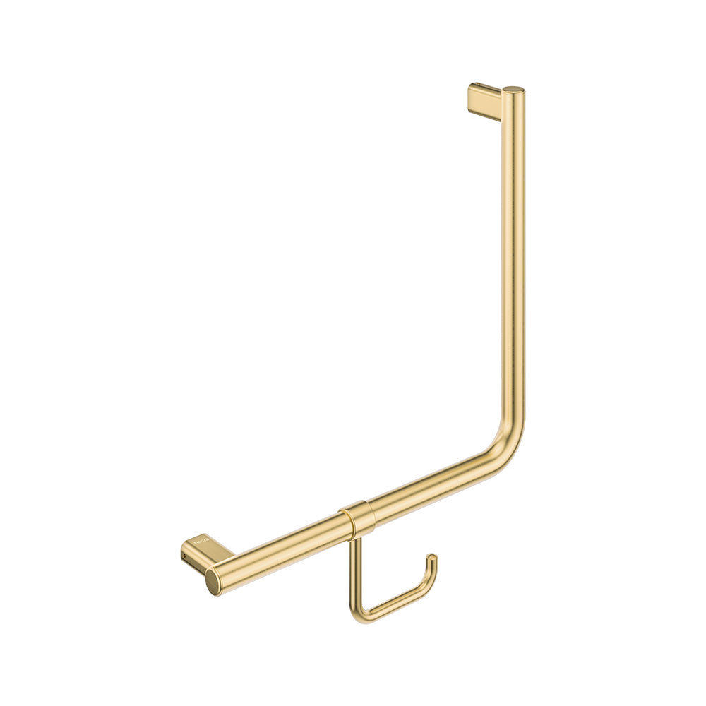 Fienza Care 90° Ambulant Reversible L/R Handrail 450x450x32 (2Pts), Urban Brass