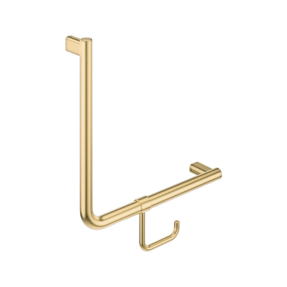 Fienza Care 90° Ambulant Reversible L/R Handrail 450x450x32 (2Pts), Urban Brass
