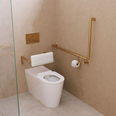 Fienza Care Rail 90° Left Hand 835x573x32 (3Pts), Urban Brass