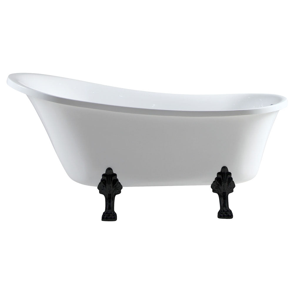 Fienza Clawfoot Freestanding Bath 1700mm, Gloss White / Matte Black Feet — FR2550-1700B