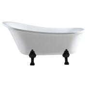 Fienza Clawfoot Freestanding Bath 1700mm, Gloss White / Matte Black Feet — FR2550-1700B