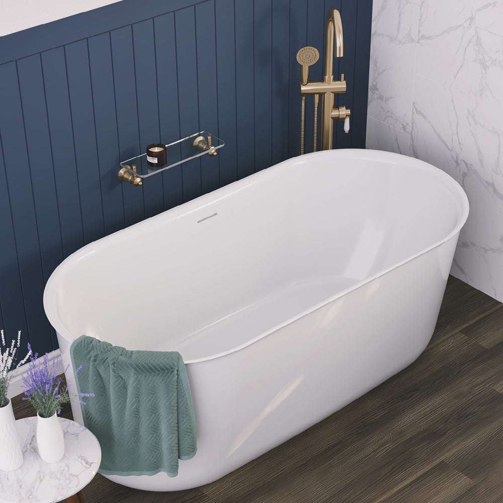 Fienza Windsor Freestanding Acrylic Bath, Gloss White