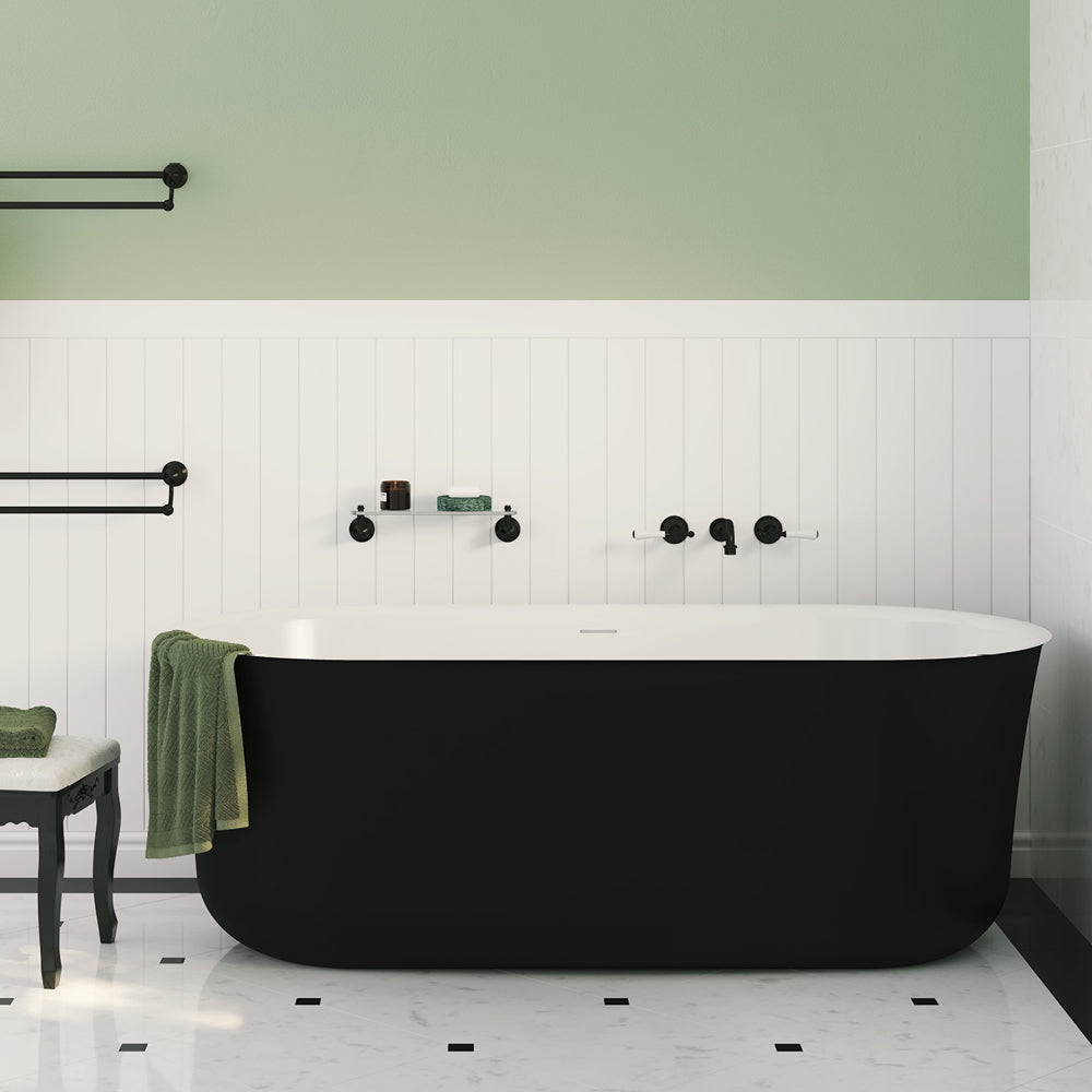 Fienza Windsor Freestanding Acrylic Bath, Matte Black