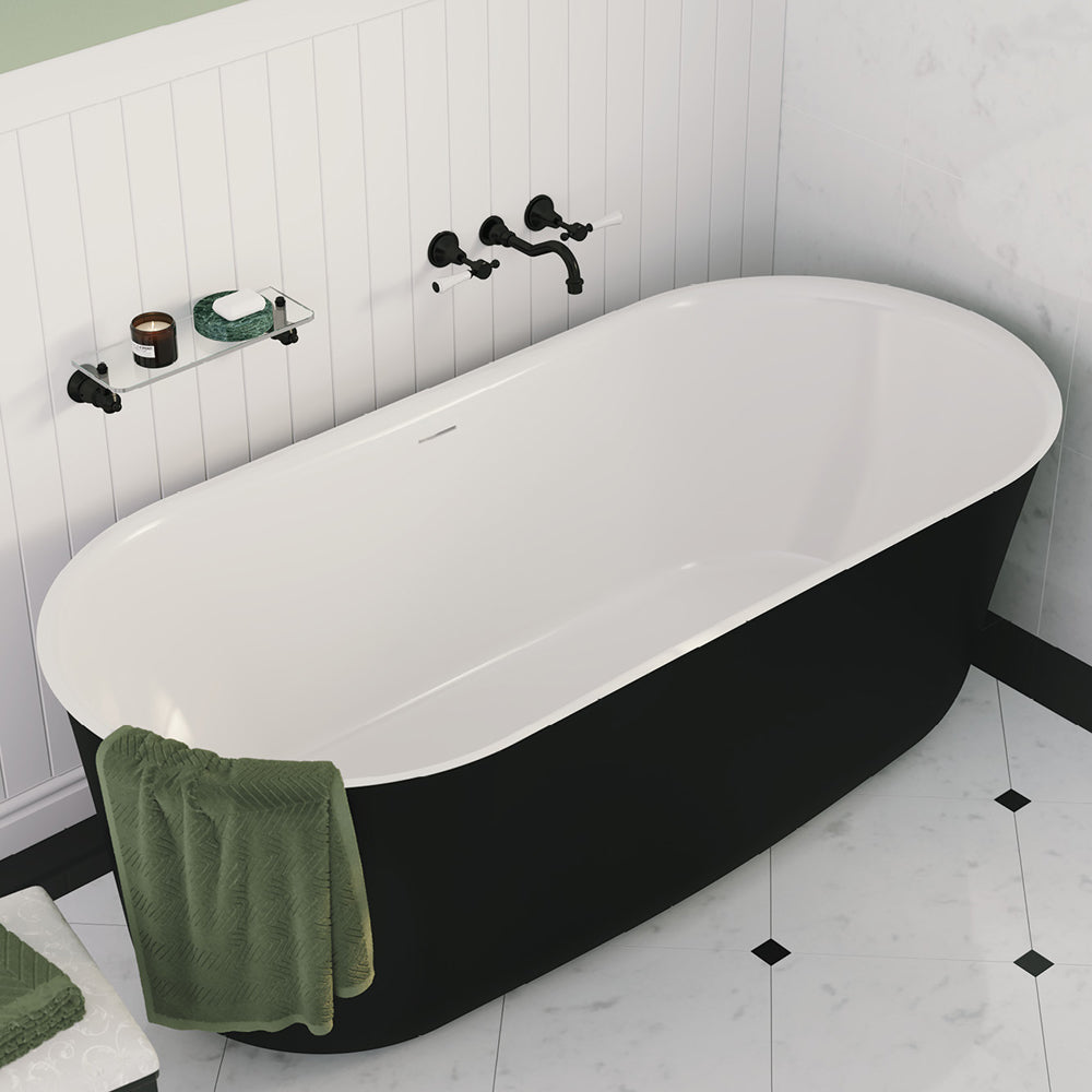 Fienza Windsor Freestanding Acrylic Bath, Matte Black