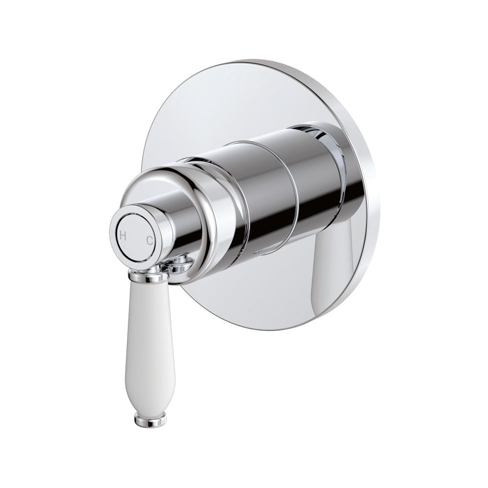 Fienza Eleanor Wall Mixer, Chrome White Handle