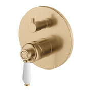 Fienza Eleanor Wall Mixer Diverter, Urban Brass White Handle