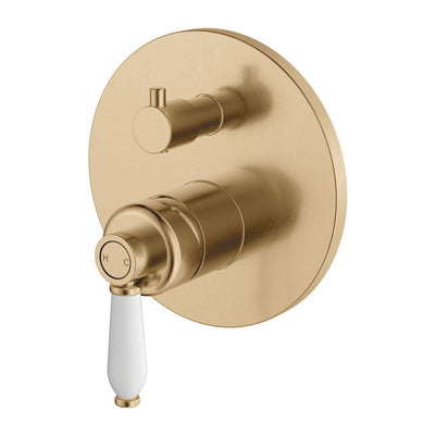 Fienza Eleanor Wall Mixer Diverter, Urban Brass White Handle