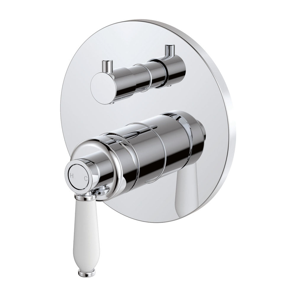 Fienza Eleanor Wall Mixer Diverter, Chrome White Handle