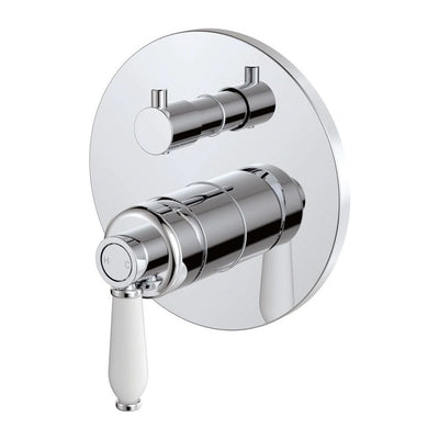 Fienza Eleanor Wall Mixer Diverter, Chrome White Handle