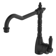 Fienza Eleanor Shepherd's Crook Kitchen Sink Mixer, Matte Black