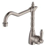 Fienza Eleanor Shepherd's Crook Kitchen Sink Mixer, Brushed Nickel
