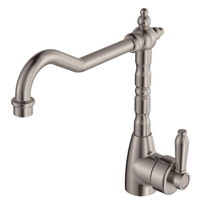 Fienza Eleanor Shepherd's Crook Kitchen Sink Mixer, Brushed Nickel