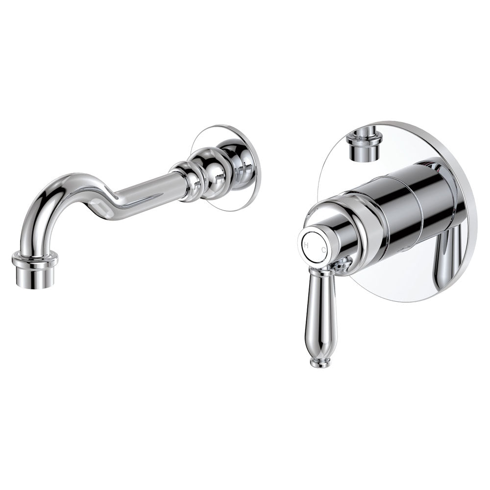Fienza Eleanor Wall Mixer Basin/Bath Set 215mm Outlet, Chrome