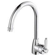 Fienza Eleanor Gooseneck Kitchen Mixer, Chrome White Handle