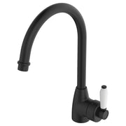 Fienza Eleanor Gooseneck Kitchen Mixer, Matte Black White Handle