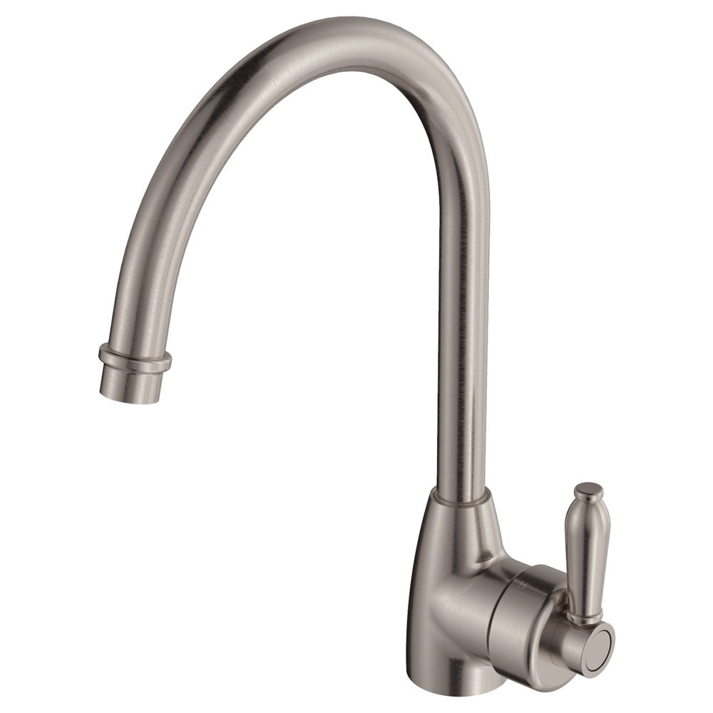 Fienza Eleanor Gooseneck Kitchen Mixer, Brushed Nickel