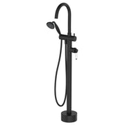 Fienza Eleanor Floor Mixer And Shower, Matte Black White Handle