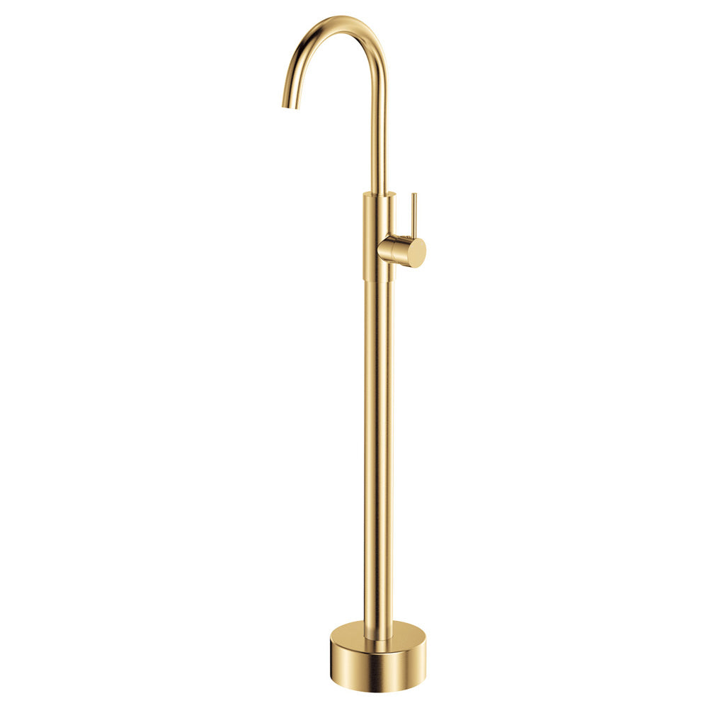 Fienza Kaya Floor Mounted Basin/Bath Mixer, Urban Brass