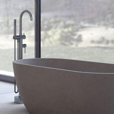 Fienza Kaya Floor Mounted Bath Mixer With Hand Shower, Gun Metal
