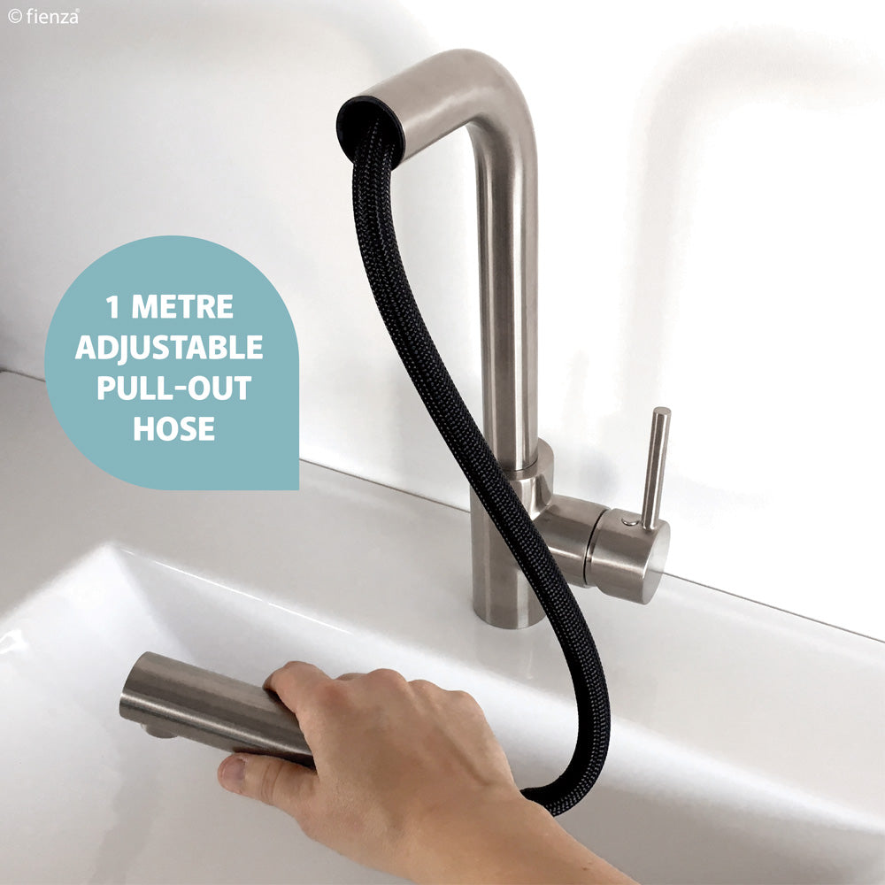 Fienza Isabella Deluxe Pull Out Sink Mixer, Brushed Nickel