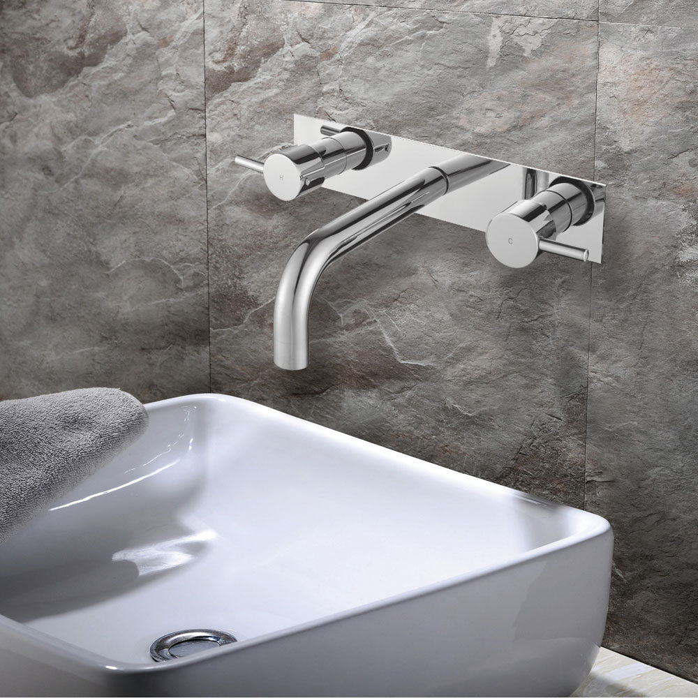 Fienza Isabella Wall 3 Piece Basin Set With Cover Plate, Chrome
