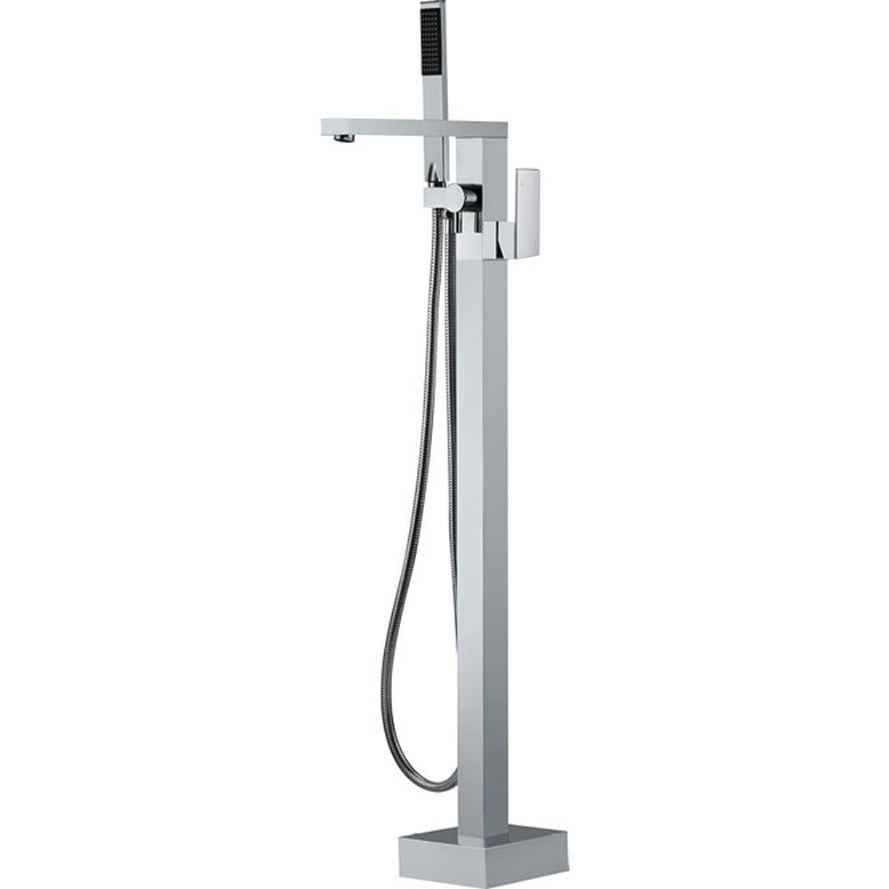 Fienza Jet Floor Mounted Bath Mixer With Hand Shower, Chrome