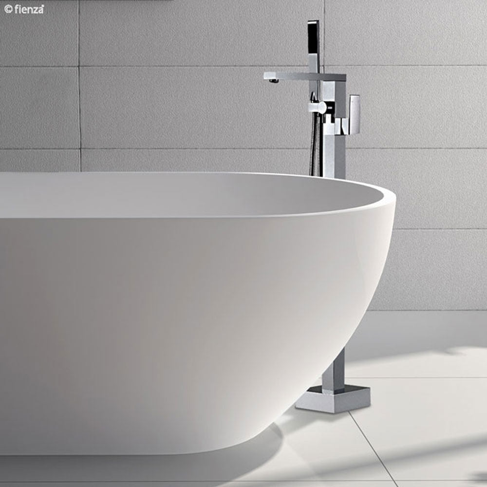 Fienza Jet Floor Mounted Bath Mixer With Hand Shower, Chrome