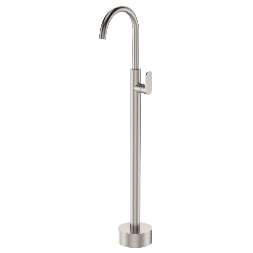 Fienza Empire Slim Floor Mounted Basin/Bath Mixer, Brushed Nickel