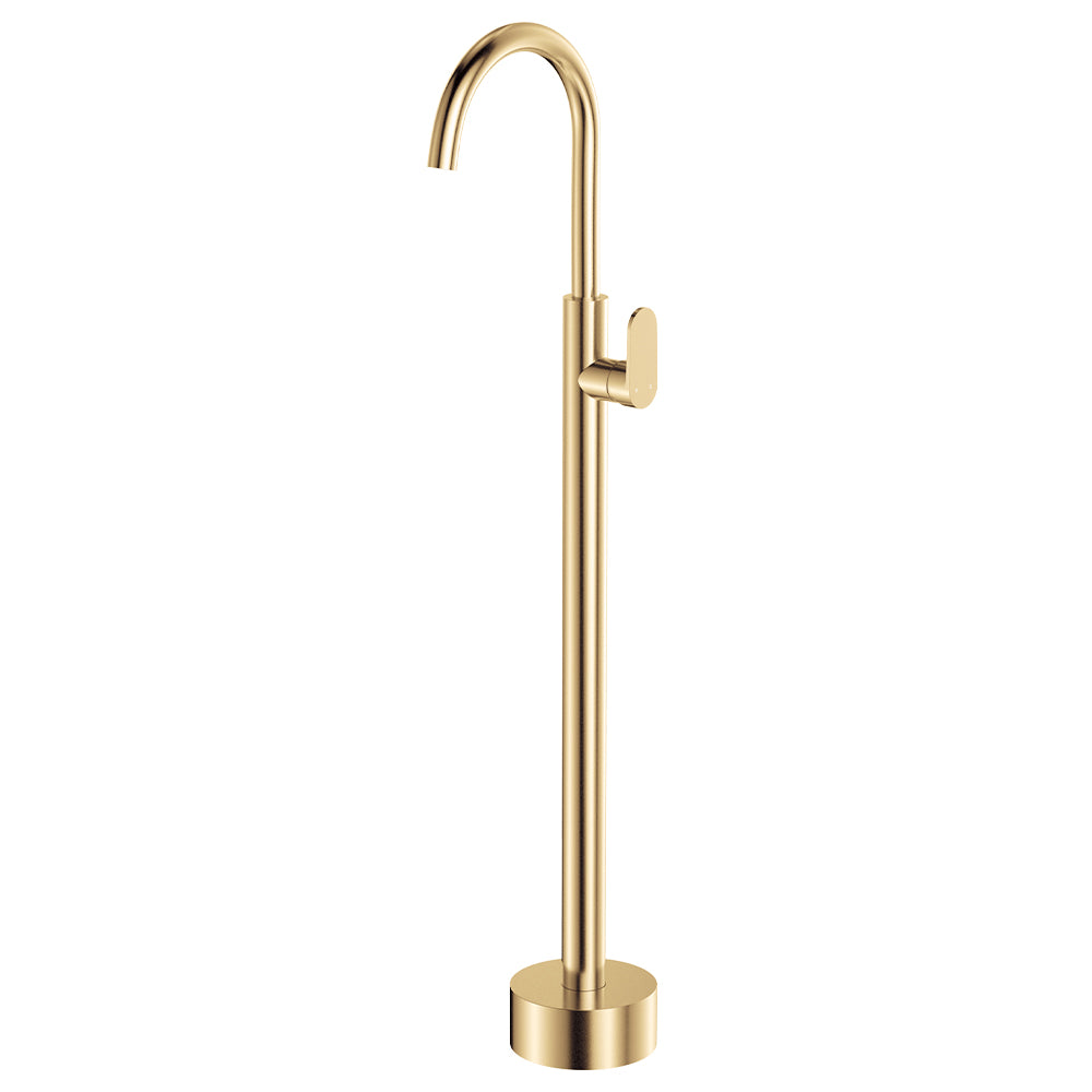 Fienza Empire Slim Floor Mounted Basin/Bath Mixer, Urban Brass