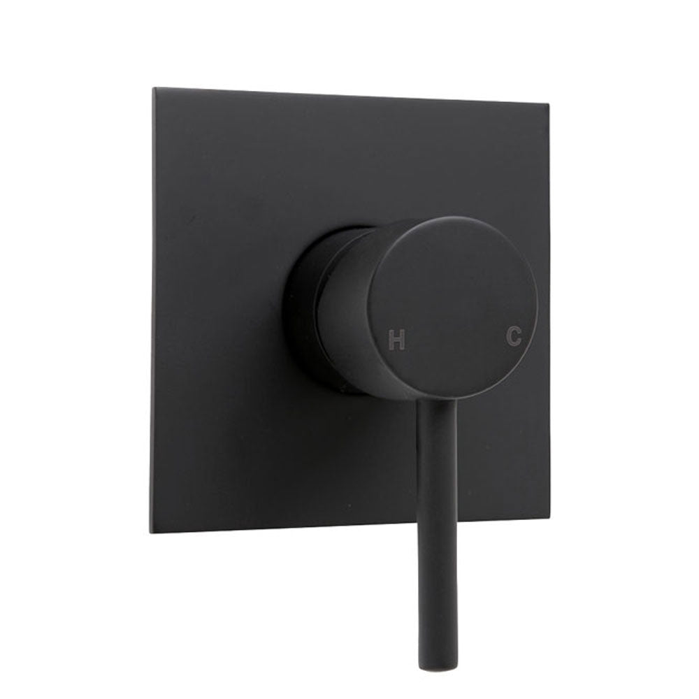 Fienza Hustle Shower Wall Mixer 35mm Square Plate, Matte Black