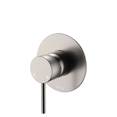 Fienza Kaya Wall Mixer Large Round Plate, Brushed Nickel