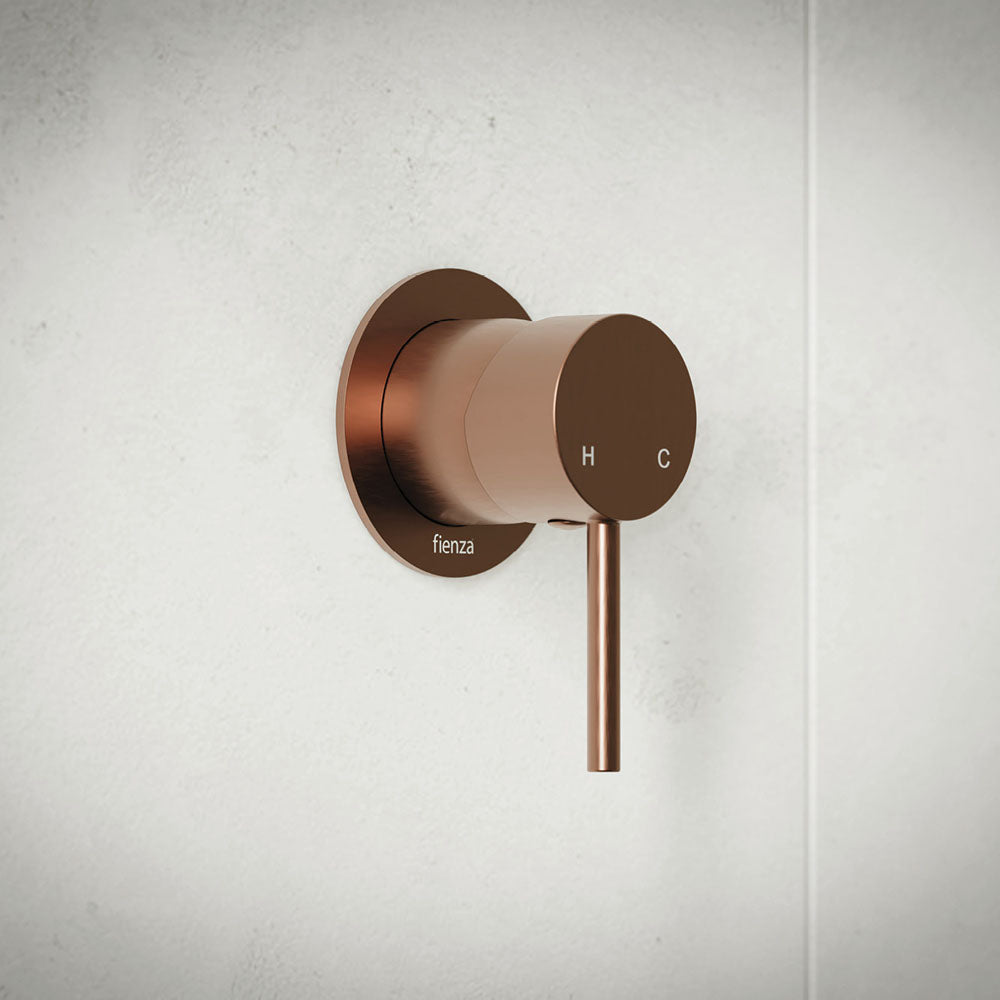 Fienza Kaya Wall Mixer Smallll Round Plate, Brushed Copper