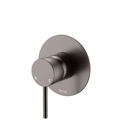 Fienza Kaya Wall Mixer Large Round Plate, Gun Metal