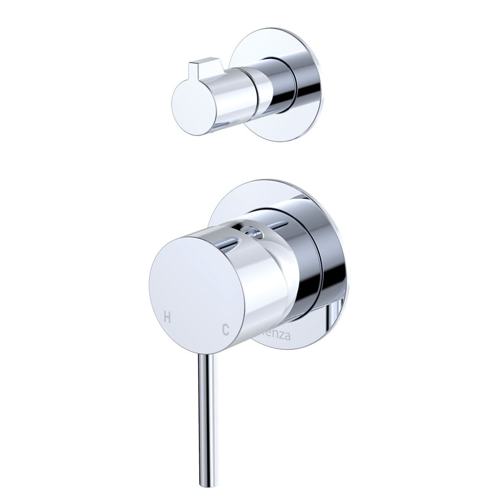 Fienza Kaya Wall Diverter Mixer Small Round Plates, Chrome