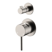 Fienza Kaya Wall Diverter Mixer Small Round Plates, Brushed Nickel
