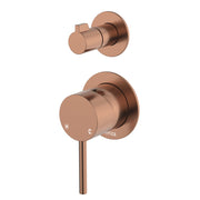 Fienza Kaya Wall Diverter Mixer Small Round Plates, Brushed Copper