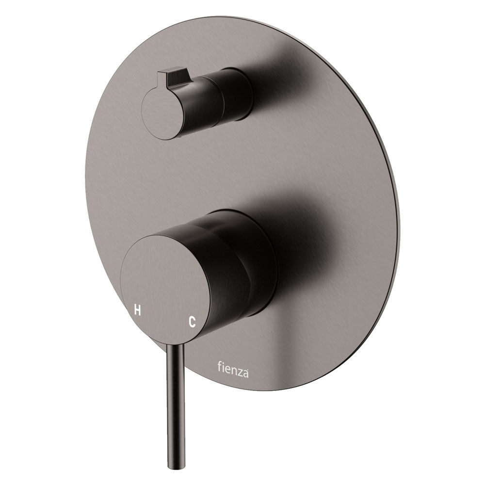 Fienza Kaya Wall Diverter Mixer Large Round Plate, Gun Metal