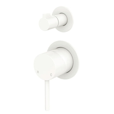 Fienza Kaya Wall Diverter Mixer Dress Kit Set Small Round Plates, Matte White