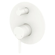 Fienza Kaya Wall Diverter Mixer Large Round Plate, Matte White