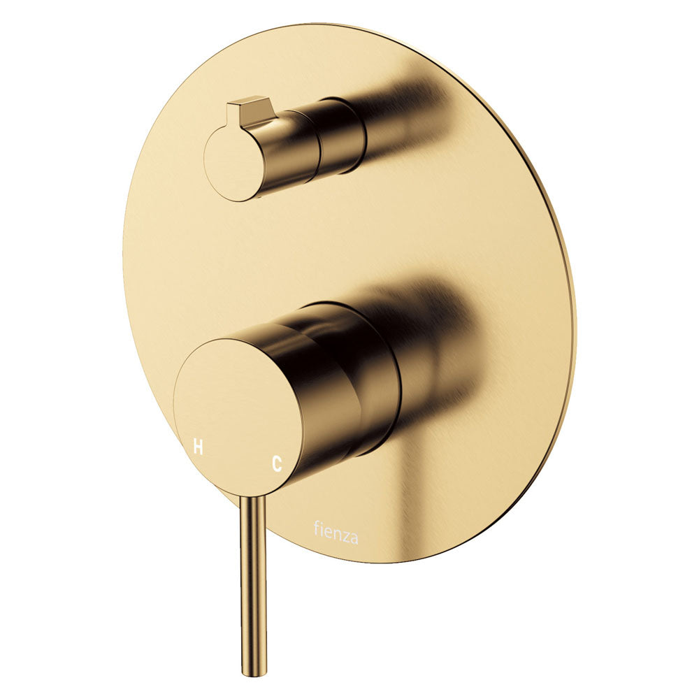 Fienza Kaya Wall Diverter Mixer Large Round Plate, Urban Brass