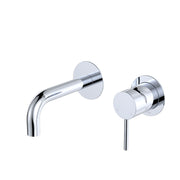 Fienza Kaya Basin/Bath Wall Mixer 130mm Outlet Set Dress Kit Round Plates, Chrome