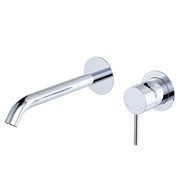 Fienza Kaya Basin/Bath Wall Mixer Set Round Plates 200mm Outlet, Chrome