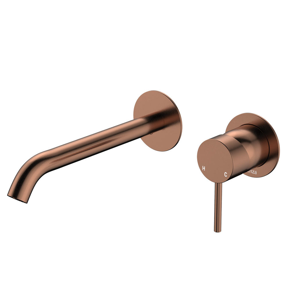 Fienza Kaya Basin/Bath Wall Mixer Dress Kit Set Round Plates 160mm Outlet, Brushed Copper