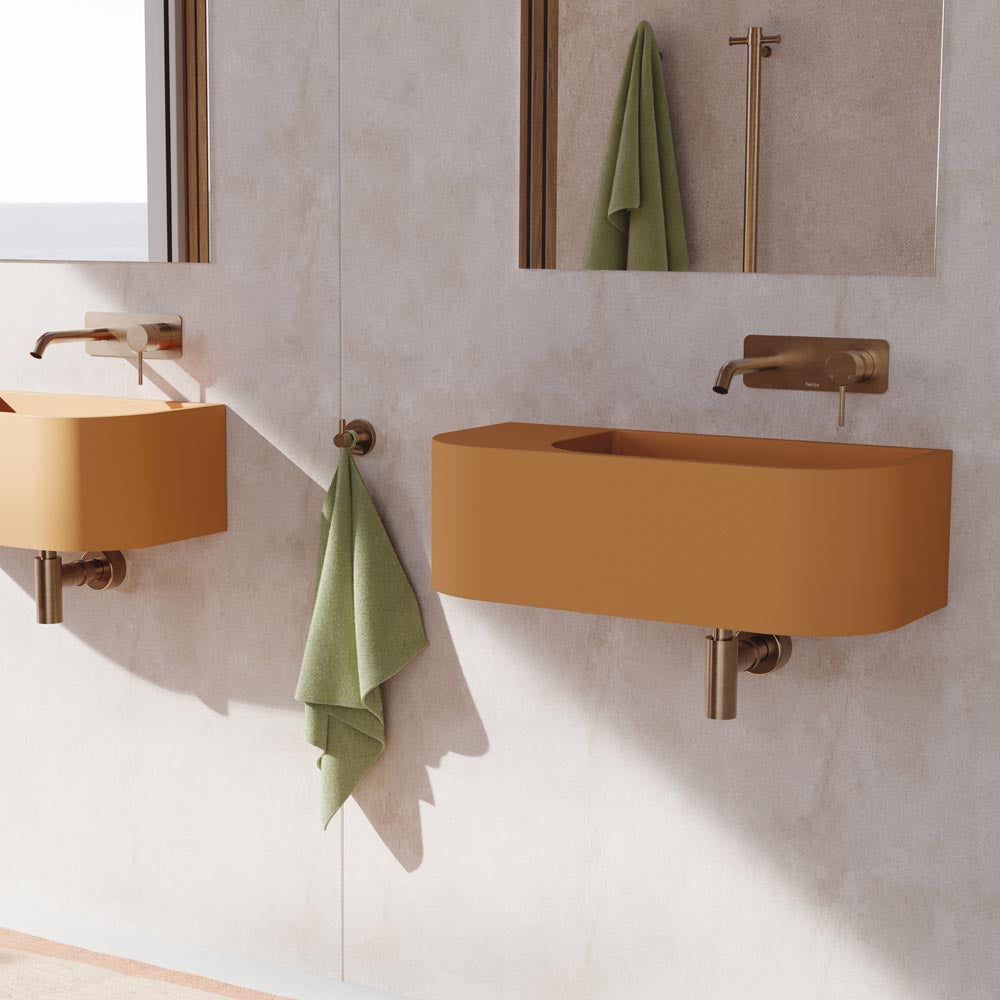 Fienza Kaya Basin/Bath Wall Mixer Dress Kit Set Round Plates 160mm Outlet, Brushed Copper